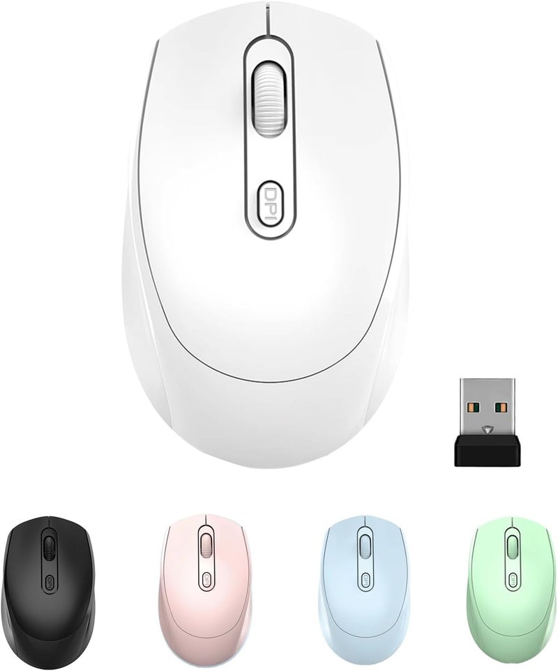 ONEUP Wireless Mouse, 2.4G, Silent, USB Nano Receiver, for Laptop, Chromebook, PC, Mac, Windows and School Work (White) - Image 1